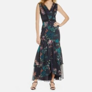 HARLYN Floral Lace Maxi Dress - Black and Green